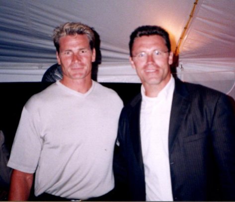 Pete Koch with Raiders teammate at 2000